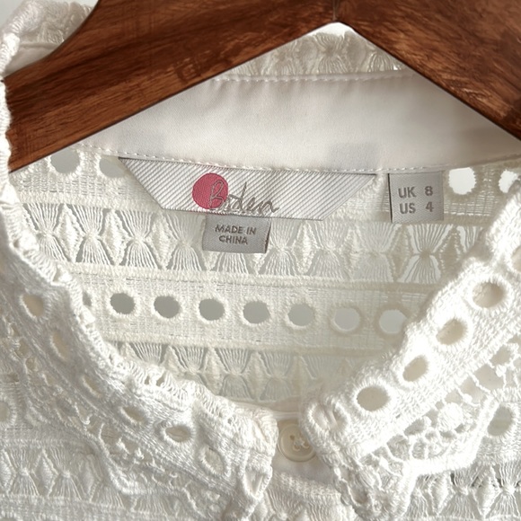 Boden White Macie Lace Eyelet Button Down Top - Picture 9 of 11
